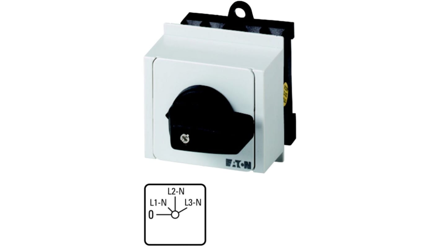 Eaton, 2P 2 Position 45° Voltmeter Cam Switch, 690V (Volts), 20A, Knob Actuator