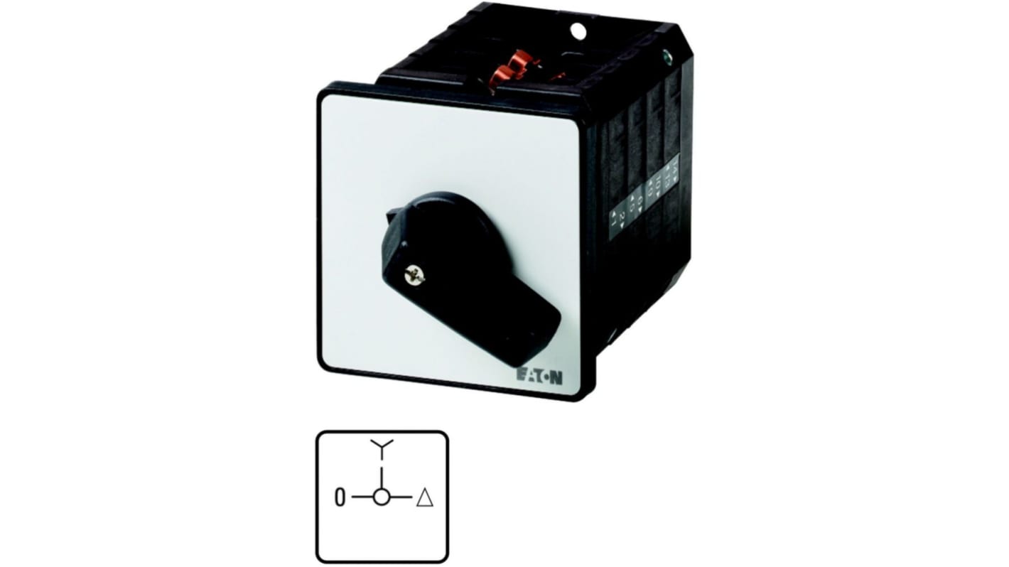 Eaton, 3P 3 Position 90° Star Delta Cam Switch, 690V (Volts), 63A, Short Thumb Grip Actuator