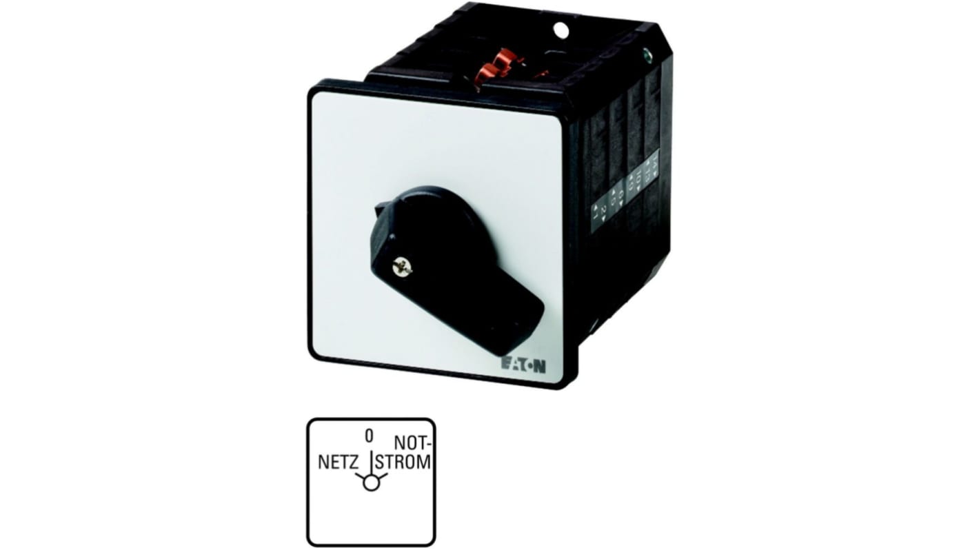 Eaton, 4P 3 Position 45° Changeover Cam Switch, 690V (Volts), 63A, Short Thumb Grip Actuator