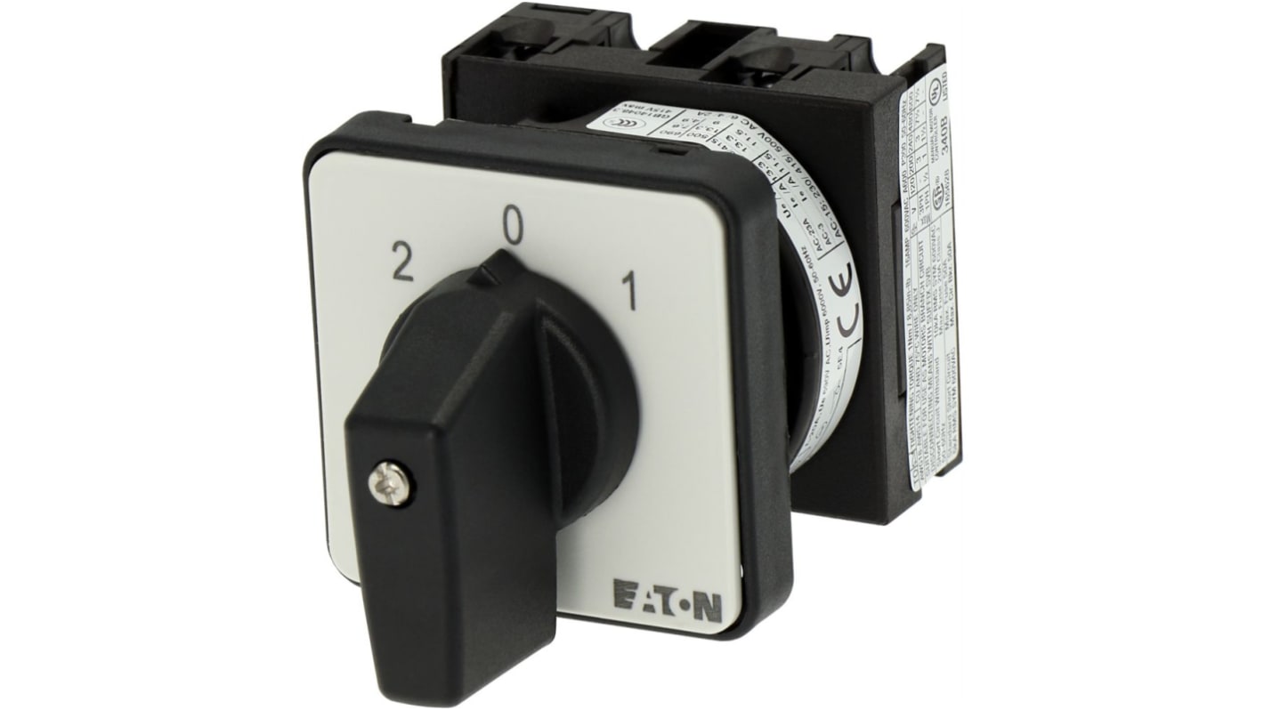 Eaton, 1P 3 Position 45° Changeover Cam Switch, 690V (Volts), 20A, Short Thumb Grip Actuator