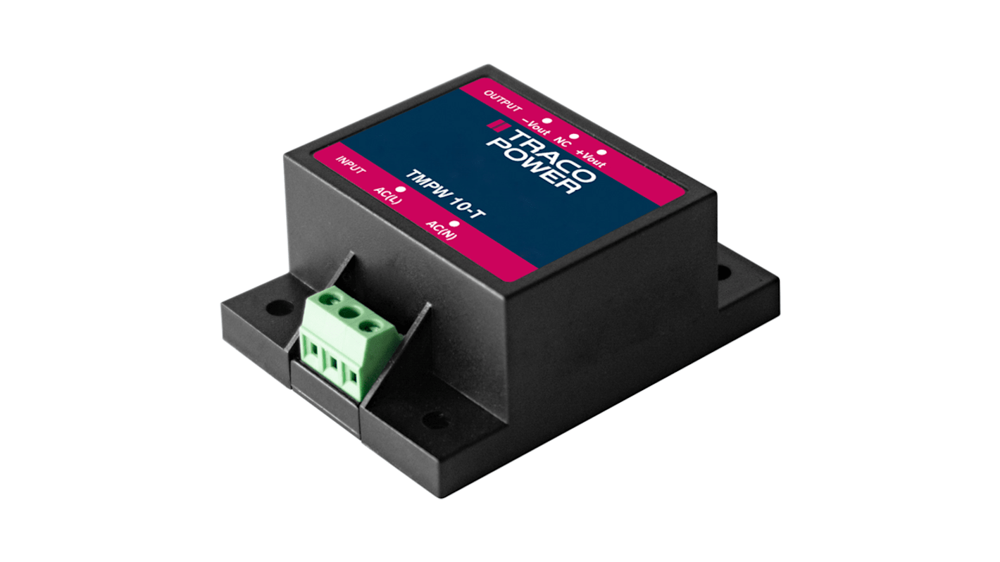 TRACOPOWER ACDC Power Supply, TMPW 10112T, 12V dc, 833mA, 10W, 1