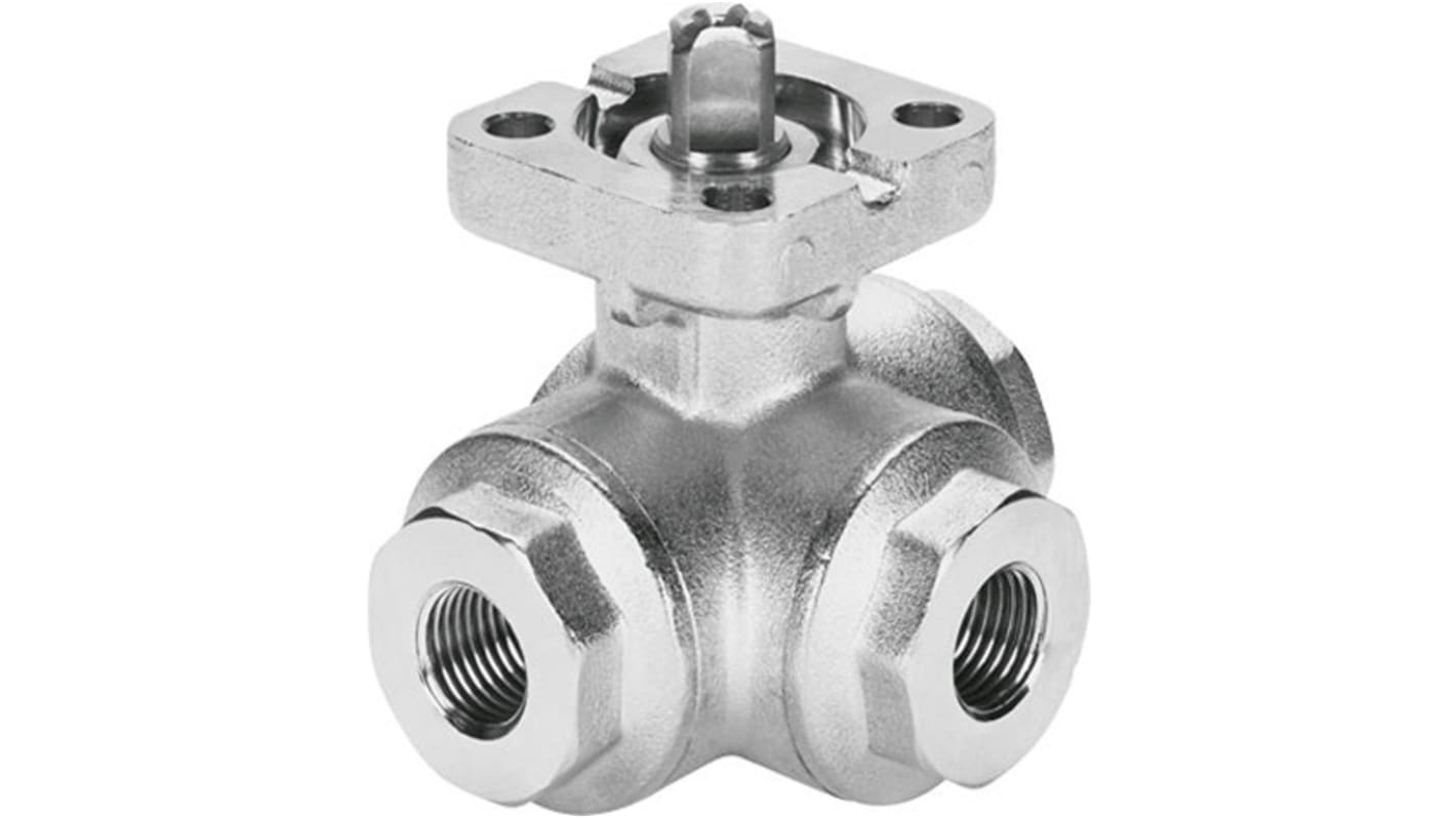 Válvula de bola, Festo, VZBA-1/4"-GGG-63-32L-F0304-V4V4T, Acero inoxidable, 8mm