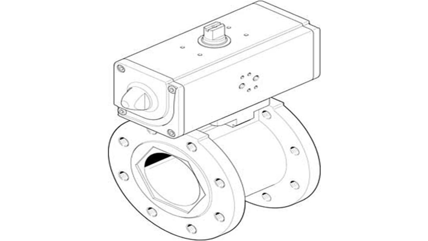 Válvula de bola con accionador Neumático Festo VZBC-80-FF-16-22-F07-V4V4T-PP180-R-90-C Accionamiento doble, 2 puertos 6