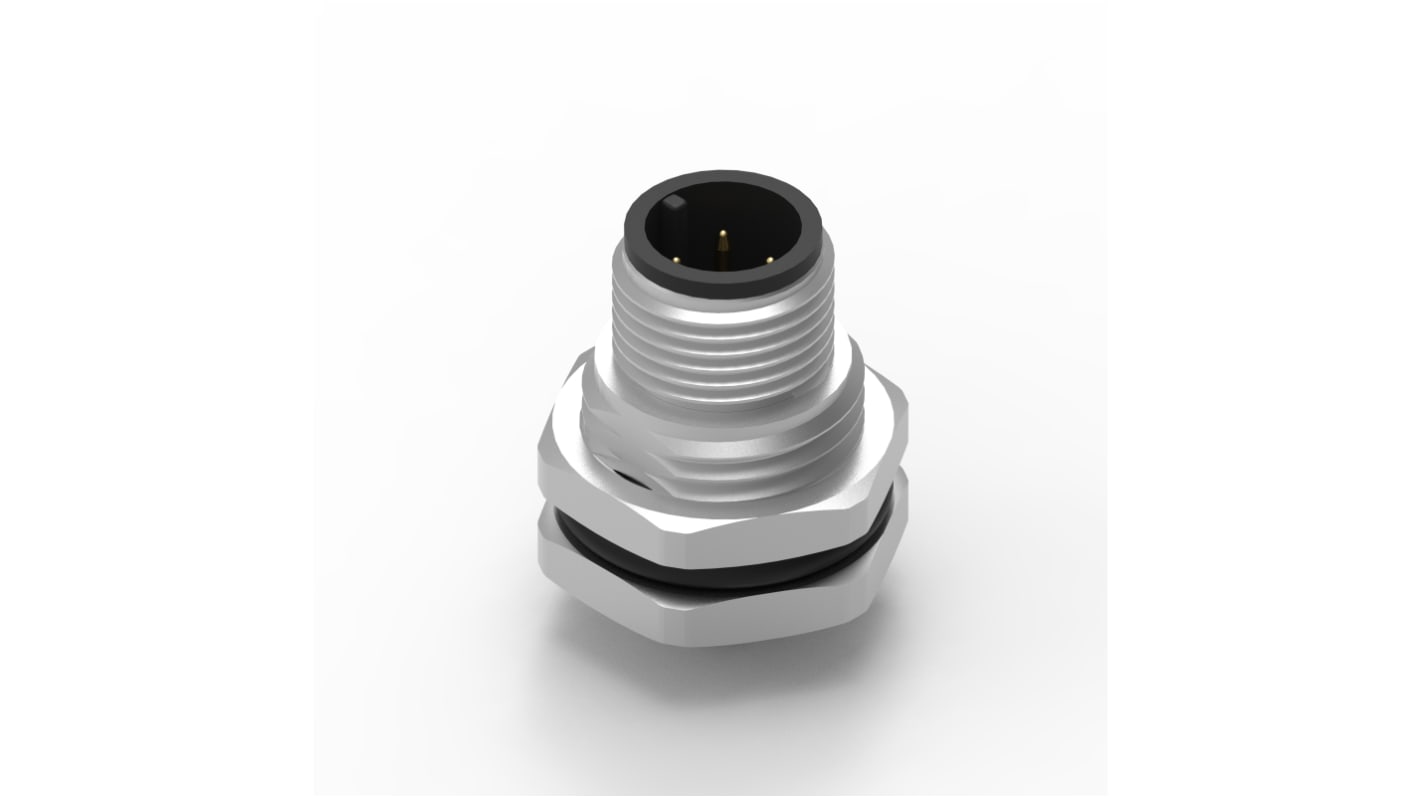 Wurth Elektronik Circular Connector, 4 Contacts, Panel Mount, M12 Connector, Plug, Male, IP68, WR-CIRC Series