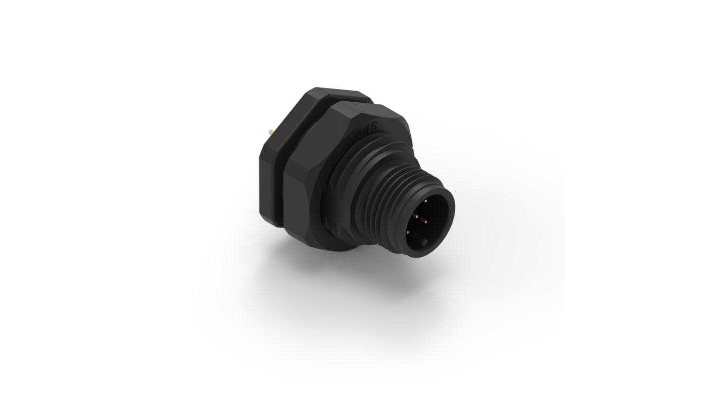 Wurth Elektronik Circular Connector, 5 Contacts, Panel Mount, M12 Connector, Plug, Male, IP68, WR-CIRC Series