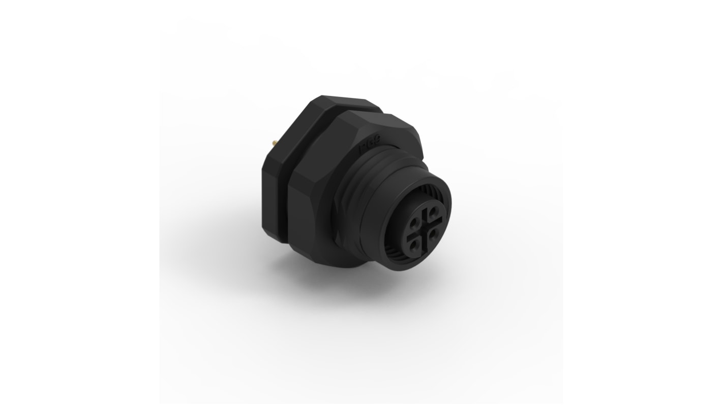 Wurth Elektronik Circular Connector, 4 Contacts, Panel Mount, M12 Connector, Socket, Female, IP68, WR-CIRC Series