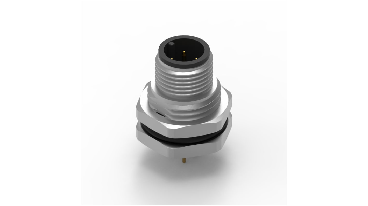 Wurth Elektronik Circular Connector, 4 Contacts, Panel Mount, M12 Connector, Plug, Male, IP68, WR-CIRC Series