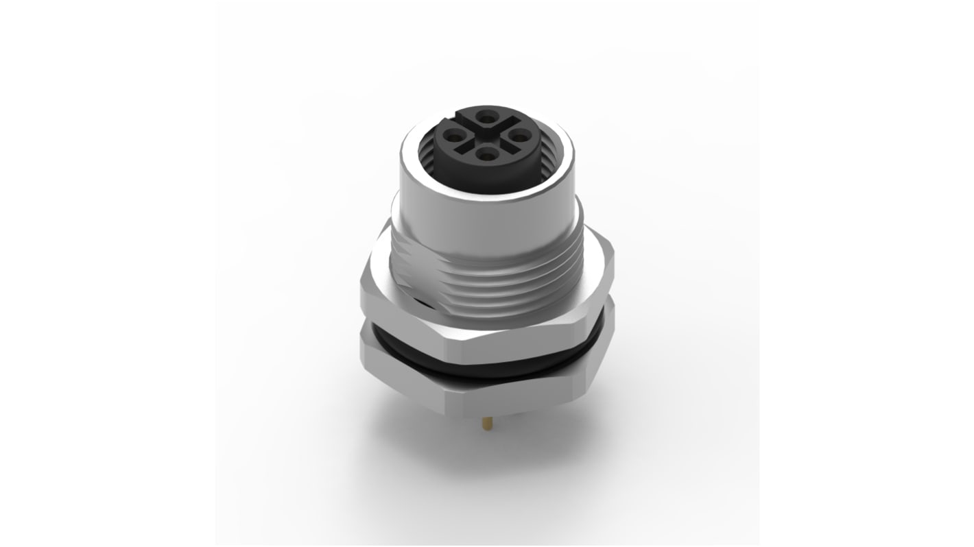 Wurth Elektronik Circular Connector, 4 Contacts, Panel Mount, M12 Connector, Socket, Female, IP68, WR-CIRC Series