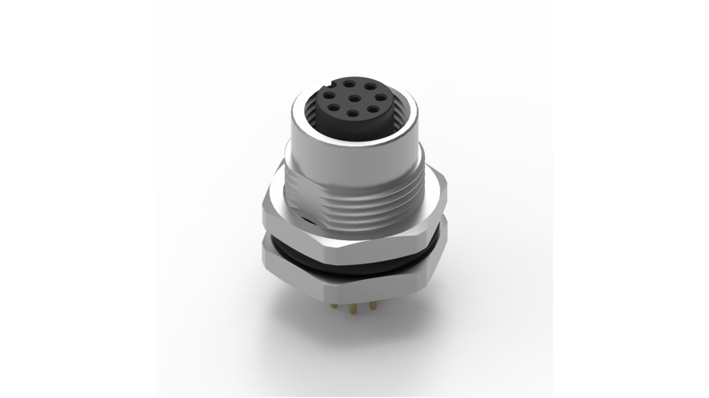 Wurth Elektronik Circular Connector, 8 Contacts, Panel Mount, M12 Connector, Socket, Female, IP68, WR-CIRC Series