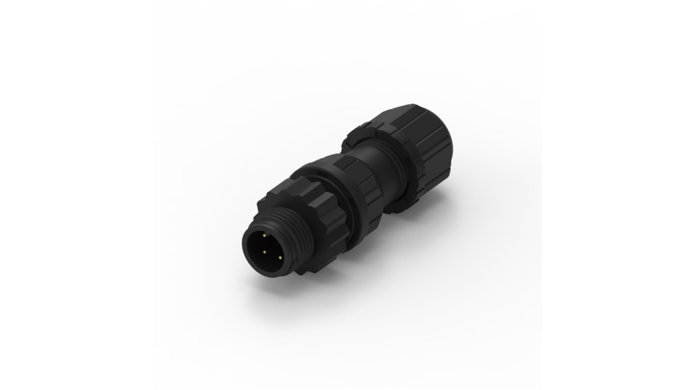 Wurth Elektronik Circular Connector, 4 Contacts, Cable Mount, M12 Connector, Plug, Male, IP68, WR-CIRC Series