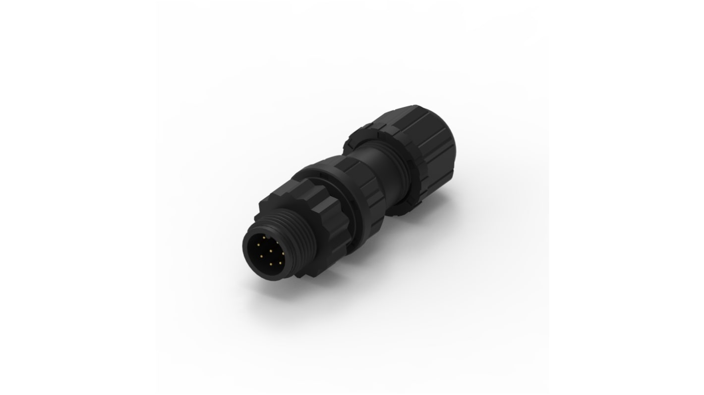 Wurth Elektronik Circular Connector, 8 Contacts, Cable Mount, M12 Connector, Plug, Male, IP68, WR-CIRC Series