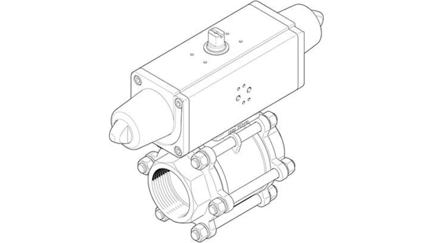 Válvula de bola con accionador Neumático Festo VZBA-3"-GG-63-T-22-F0710-V4V4T-PS180-R-90-4-C Accionamiento simple, 2