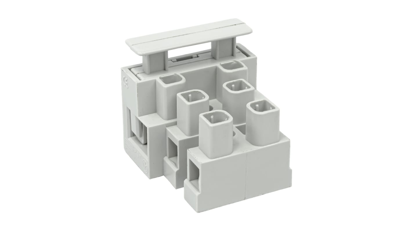 Bloque de terminales protegido por fusible RS PRO de 3 vías, para cable de 25 mm, 20A, 250 V, Sujeto con Tornillo, de