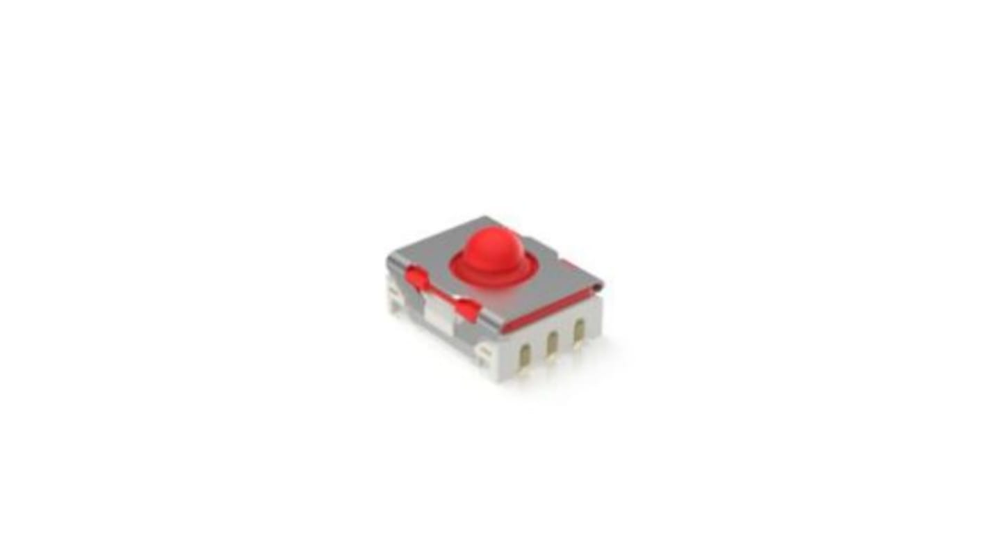 Red Momentary Tactile Switch, 1 NO 100mA 6.4mm PCB