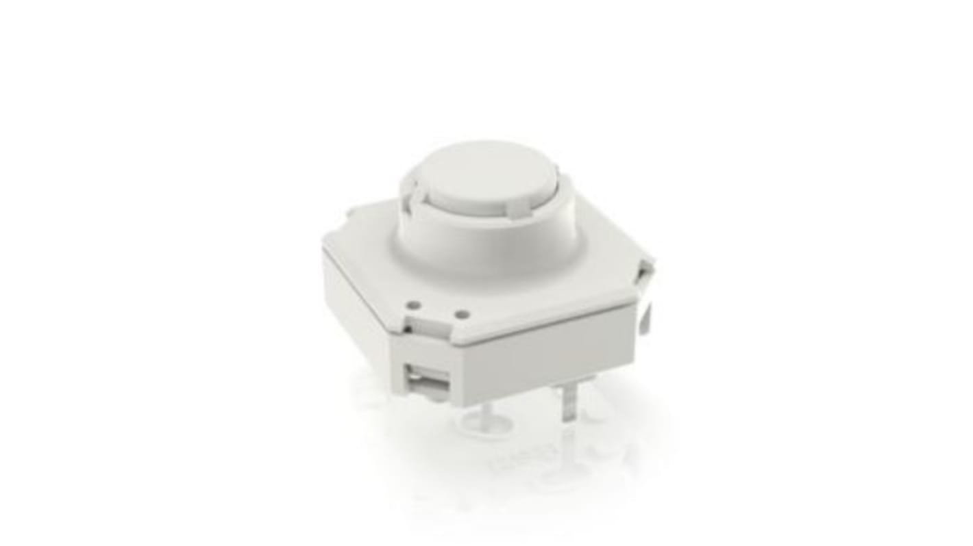 White Momentary Tactile Switch, 1 NO 100mA 15mm PCB