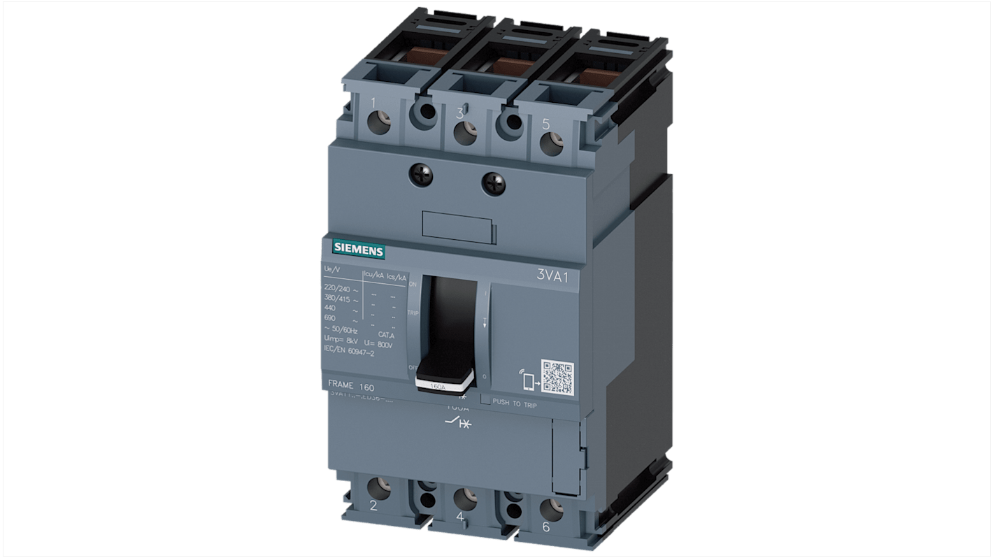 Interruttore magnetotermico scatolato 3VA1140-5ED36-0AA0, 3, 40A, potere di interruzione 55 kA, Fissa