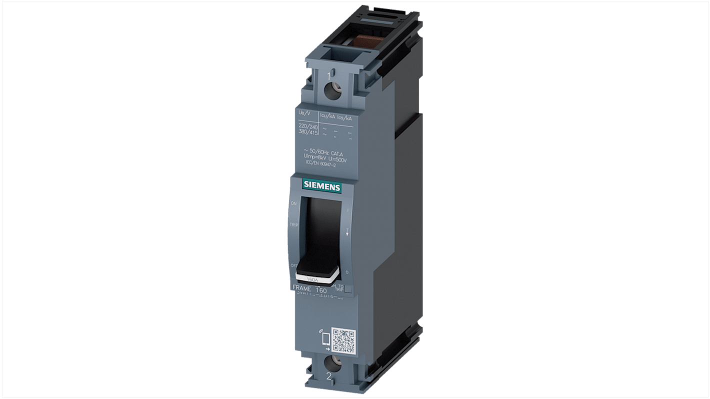 Siemens SENTRON 3VA1, Leistungsschalter MCCB 1-polig, 20A / Abschaltvermögen 55 kA, DIN-Hutschiene