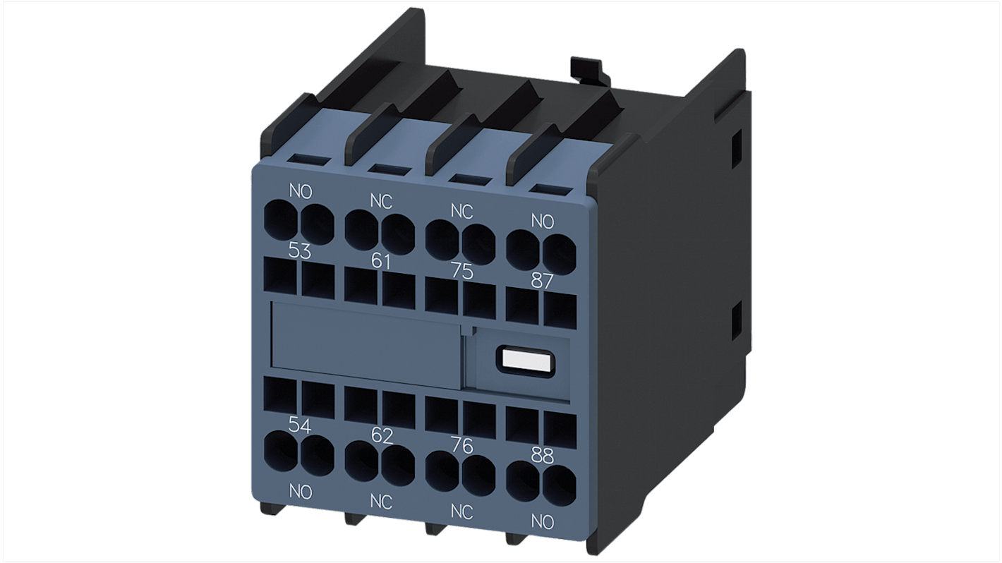 Blocco interruttore ausiliario Siemens, 4 contatti, 2 NA + 2 NC, Montaggio a innesto, serie 3RH2