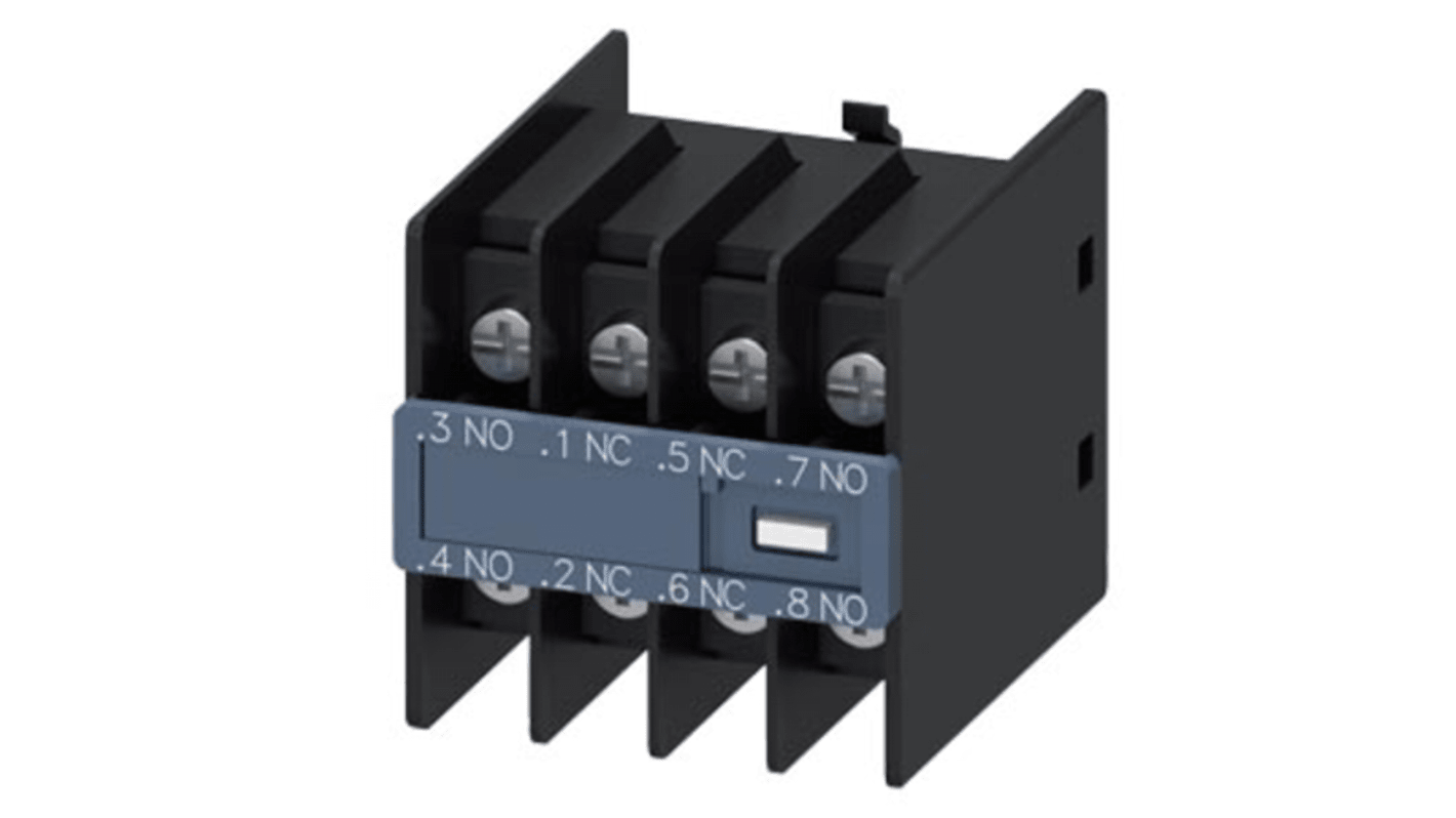 Blocco interruttore ausiliario Siemens, 4 contatti, 2 NA + 2 NC, montaggio a innesto, serie 3RH29