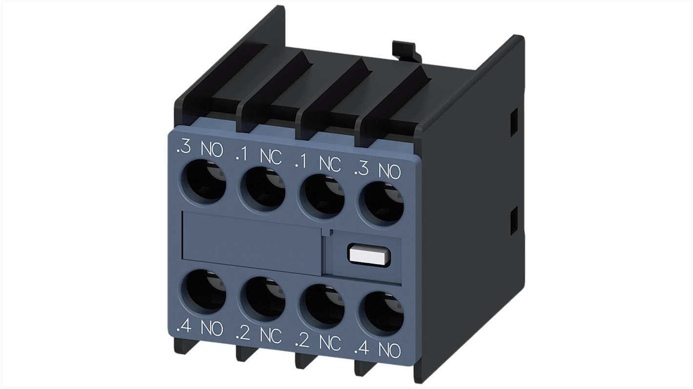 Blocco interruttore ausiliario Siemens, 4 contatti, 2 NA + 2 NC, Montaggio a innesto, serie 3RH2