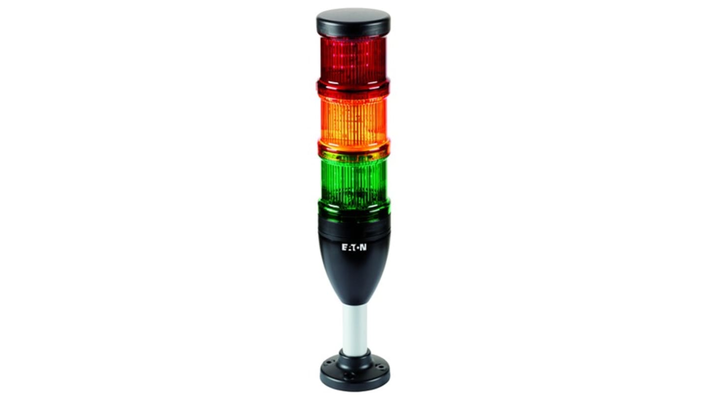 Eaton Series Green, Orange, Red Signal Tower, 3 Lights, 24 V, Base Mount