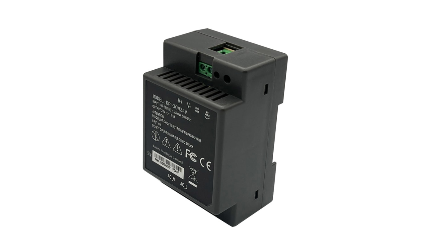 Alimentation pour rail DIN Edimax, série DP, 24V c.c.out 1.5A, 36W