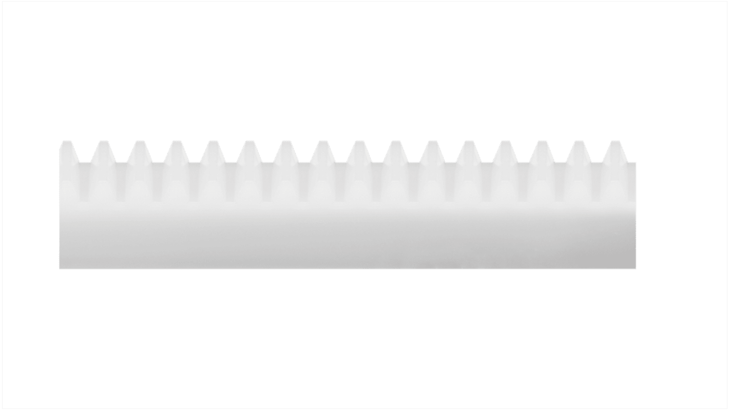 Cremagliera Igus, modulo 0.5, 16 denti, dimensioni 250mm x 4mm, altezza foro 4mm, in Iguform S270