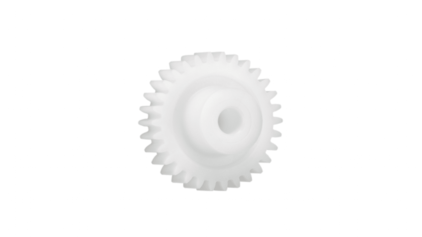 Ingranaggio cilindrico Igus, modulo 0.5, 13 denti, passo Ø 6.5mm, semigiunto Ø 4mm, foro Ø 2mm, in Iguform S270