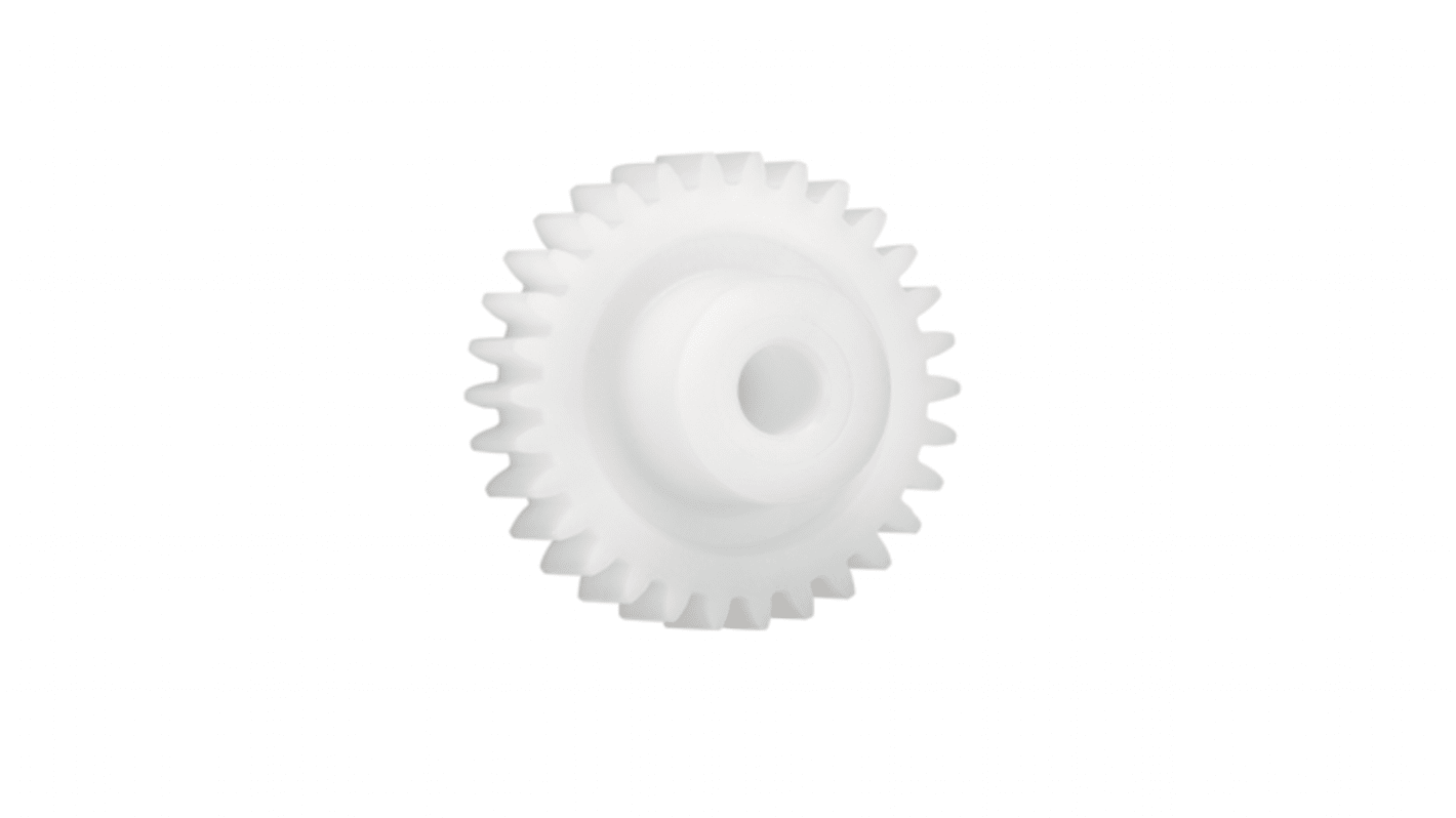 Igus Iguform S270 16 Teeth Spur Gear, 0.5 Module, 3mm Bore Diam, 8mm Pitch Diam, 6mm Hub Diam