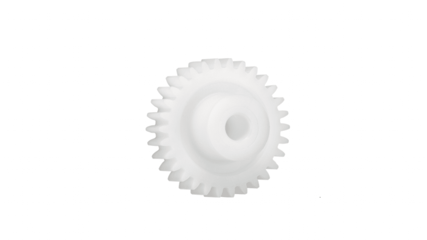 Ingranaggio cilindrico Igus, modulo 0.5, 20 denti, passo Ø 10mm, semigiunto Ø 7.9mm, foro Ø 4mm, in Iguform S270