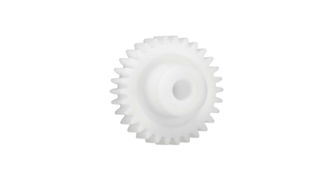 Ingranaggio cilindrico Igus, modulo 0.5, 24 denti, passo Ø 12mm, semigiunto Ø 9.9mm, foro Ø 4mm, in Iguform S270