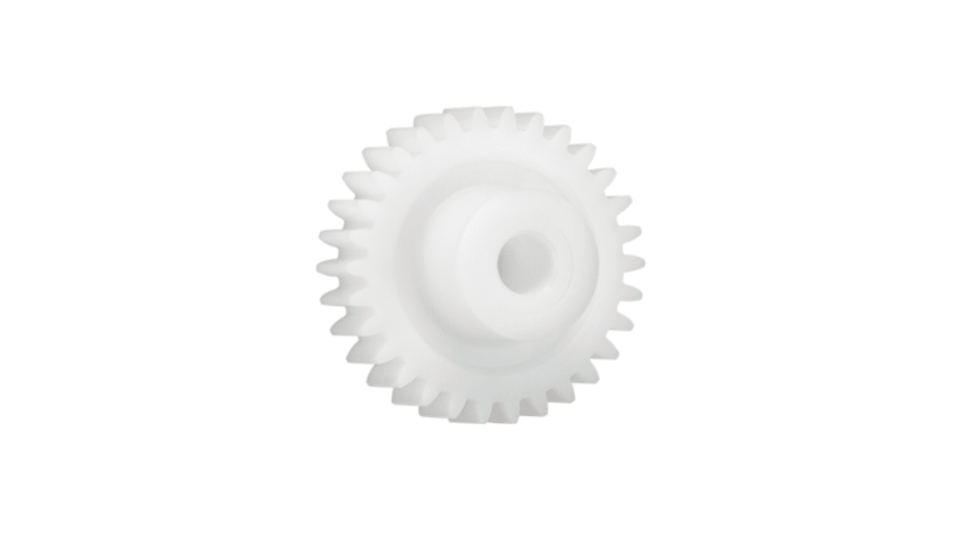 Ingranaggio cilindrico Igus, modulo 0.5, 26 denti, passo Ø 13mm, semigiunto Ø 9.9mm, foro Ø 4mm, in Iguform S270