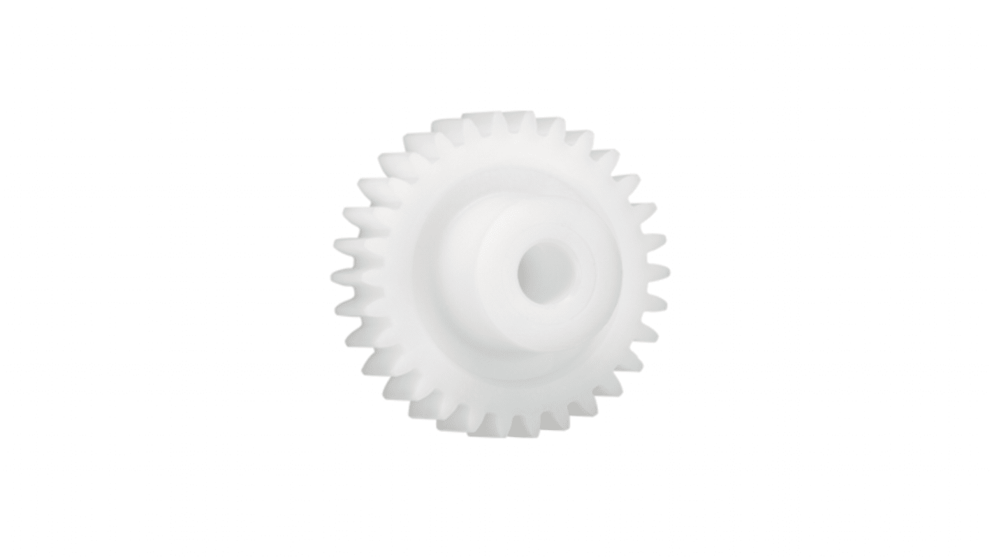 Ingranaggio cilindrico Igus, modulo 0.5, 40 denti, passo Ø 20mm, semigiunto Ø 12mm, foro Ø 4mm, in Iguform S270