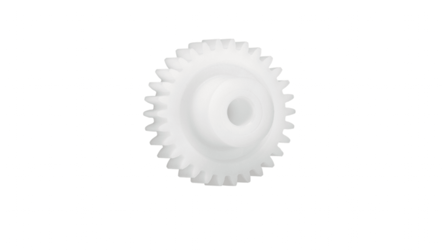 Ingranaggio cilindrico Igus, modulo 0.5, 42 denti, passo Ø 21mm, semigiunto Ø 12.2mm, foro Ø 4mm, in Iguform S270