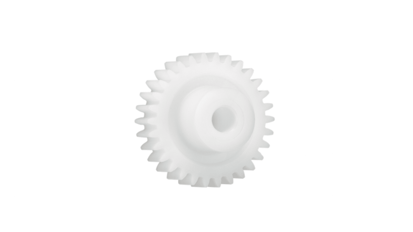 Ingranaggio cilindrico Igus, modulo 0.5, 48 denti, passo Ø 24mm, semigiunto Ø 15mm, foro Ø 6mm, in Iguform S270