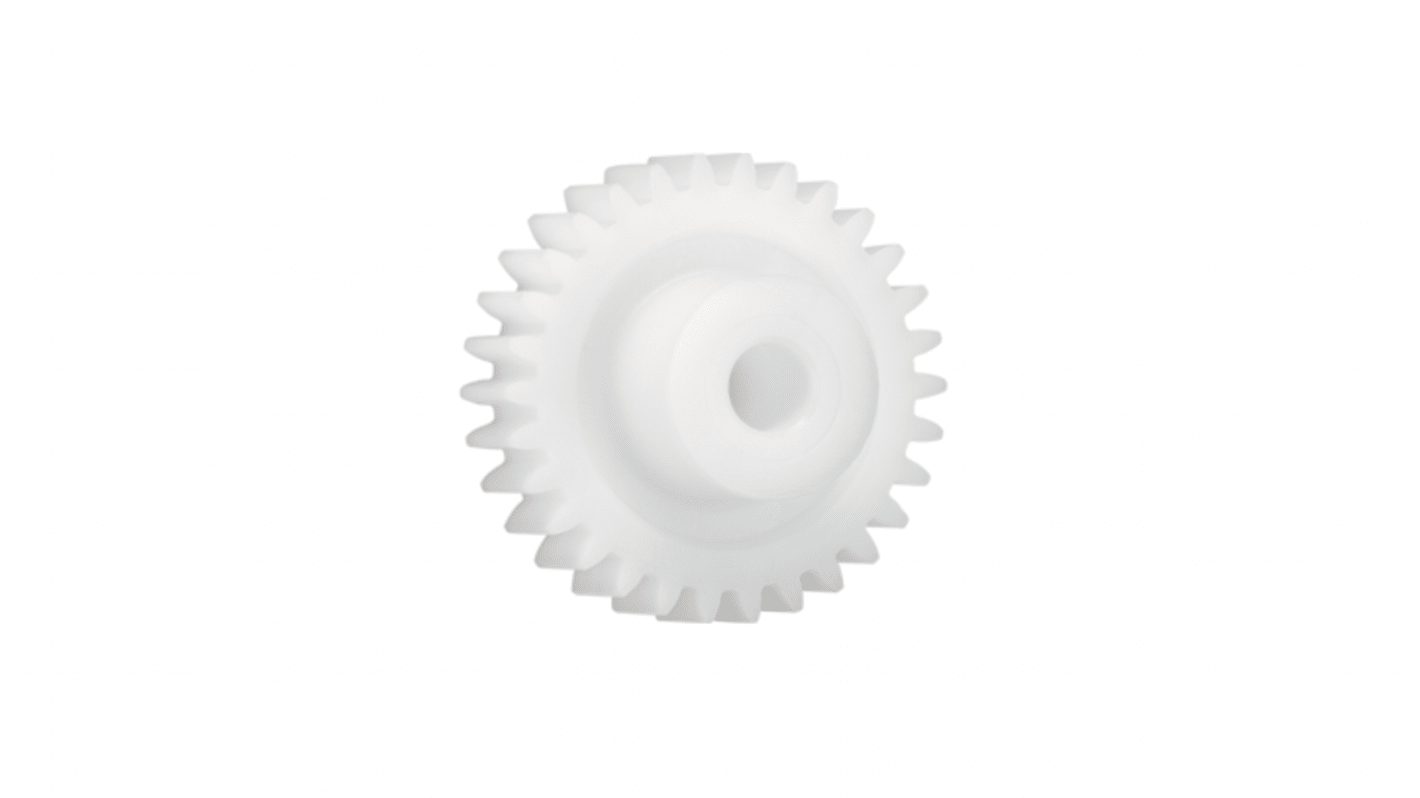 Ingranaggio cilindrico Igus, modulo 0.5, 60 denti, passo Ø 30mm, semigiunto Ø 15mm, foro Ø 6mm, in Iguform S270