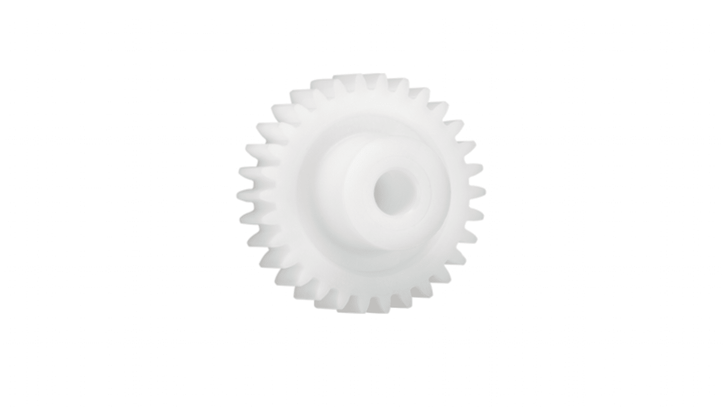 Ingranaggio cilindrico Igus, modulo 0.5, 70 denti, passo Ø 35mm, semigiunto Ø 15mm, foro Ø 6mm, in Iguform S270