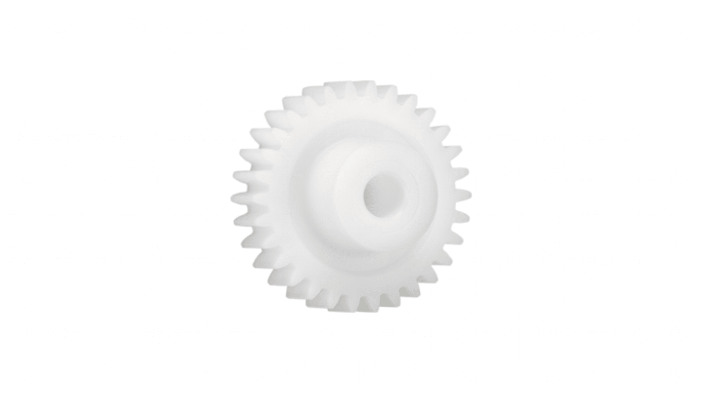 Ingranaggio cilindrico Igus, modulo 0.5, 72 denti, passo Ø 36mm, semigiunto Ø 15mm, foro Ø 6mm, in Iguform S270