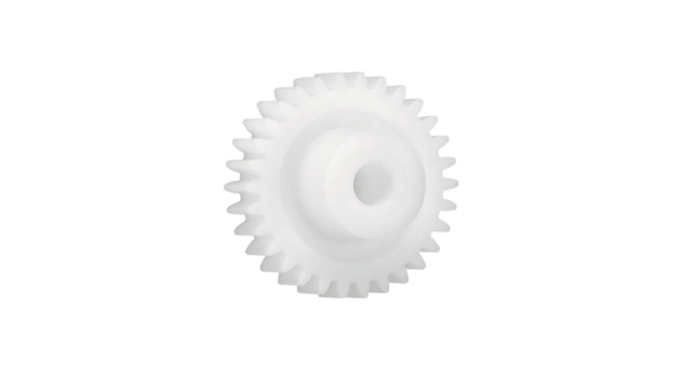 Ingranaggio cilindrico Igus, modulo 0.5, 90 denti, passo Ø 45mm, semigiunto Ø 15mm, foro Ø 6mm, in Iguform S270