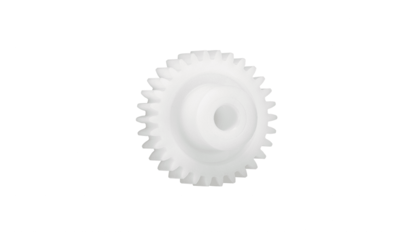 Igus Iguform S270 12 Teeth Spur Gear, 0.7 Module, 3mm Bore Diam, 8.4mm Pitch Diam, 6mm Hub Diam