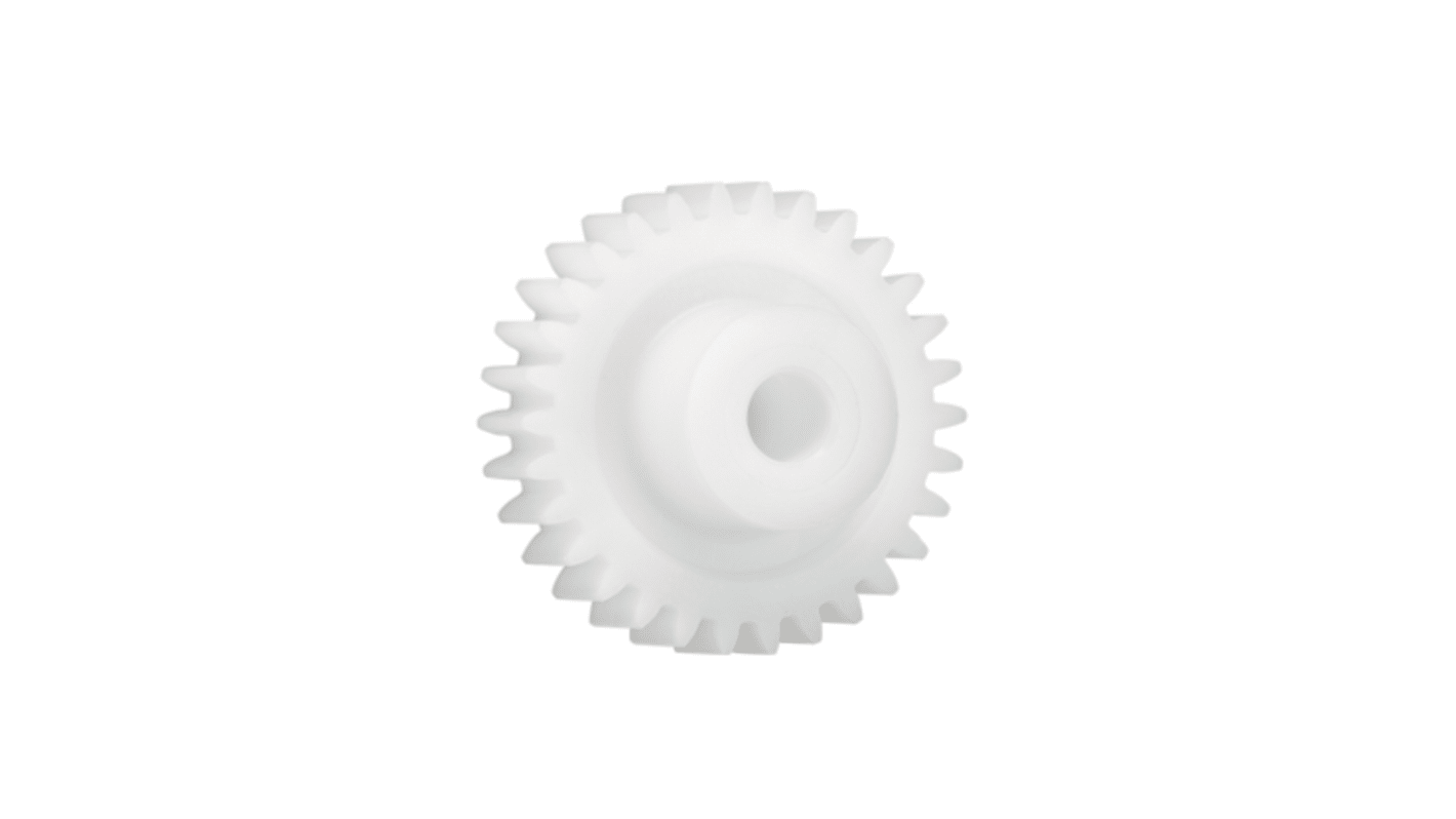 Ingranaggio cilindrico Igus, modulo 0.7, 35 denti, passo Ø 24.5mm, semigiunto Ø 15mm, foro Ø 6mm, in Iguform S270