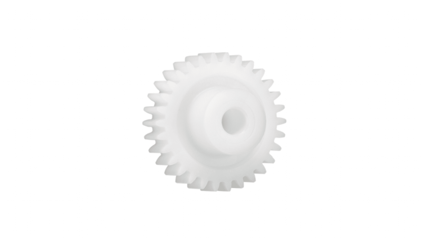 Ingranaggio cilindrico Igus, modulo 0.7, 56 denti, passo Ø 39.2mm, semigiunto Ø 18mm, foro Ø 8mm, in Iguform S270