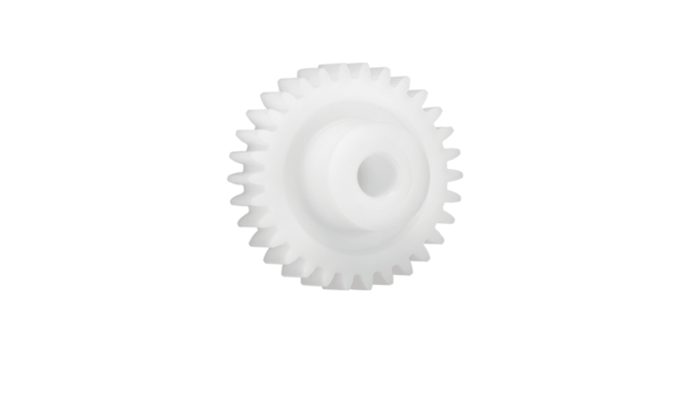 Ingranaggio cilindrico Igus, modulo 0.7, 60 denti, passo Ø 42mm, semigiunto Ø 18mm, foro Ø 8mm, in Iguform S270