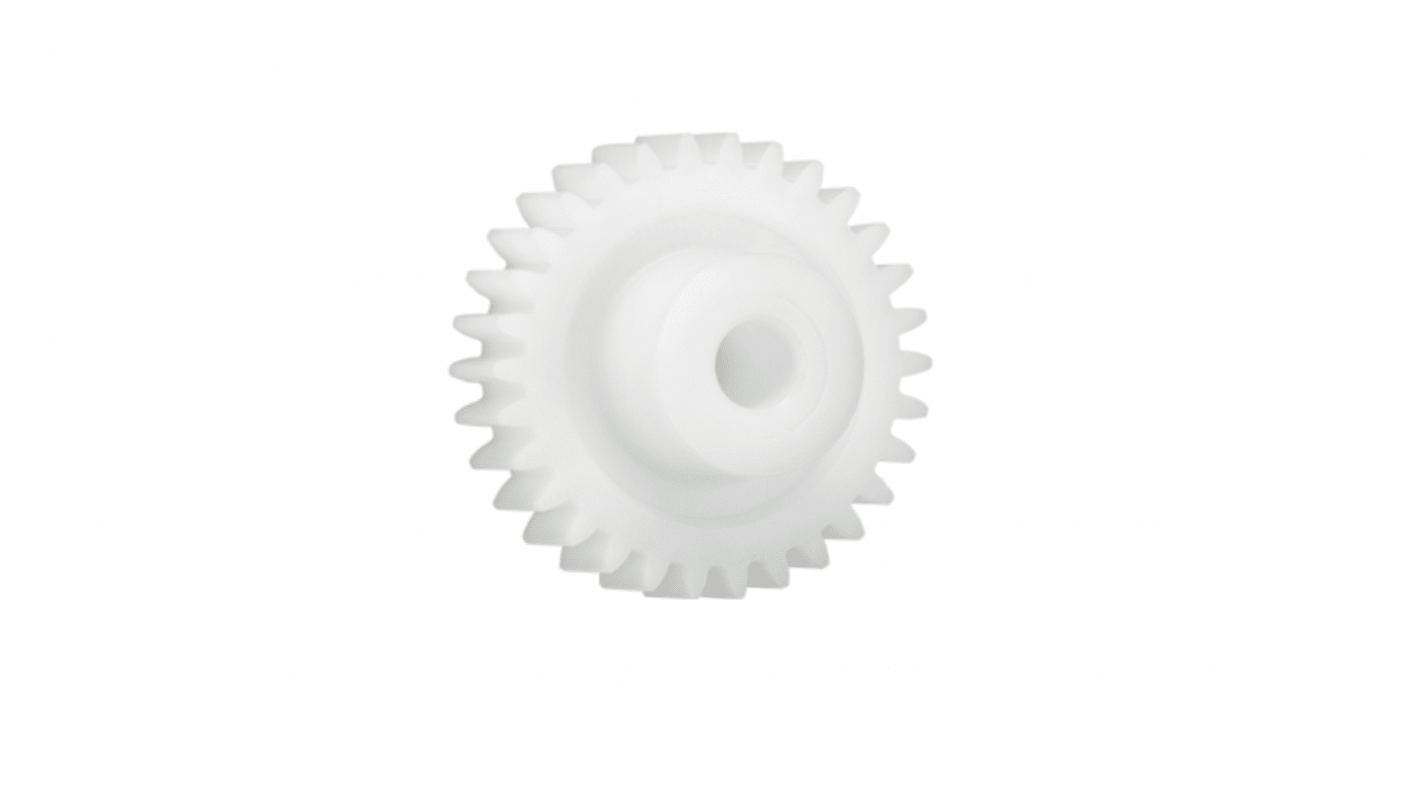 Ingranaggio cilindrico Igus, modulo 0.7, 64 denti, passo Ø 44.8mm, semigiunto Ø 18mm, foro Ø 8mm, in Iguform S270