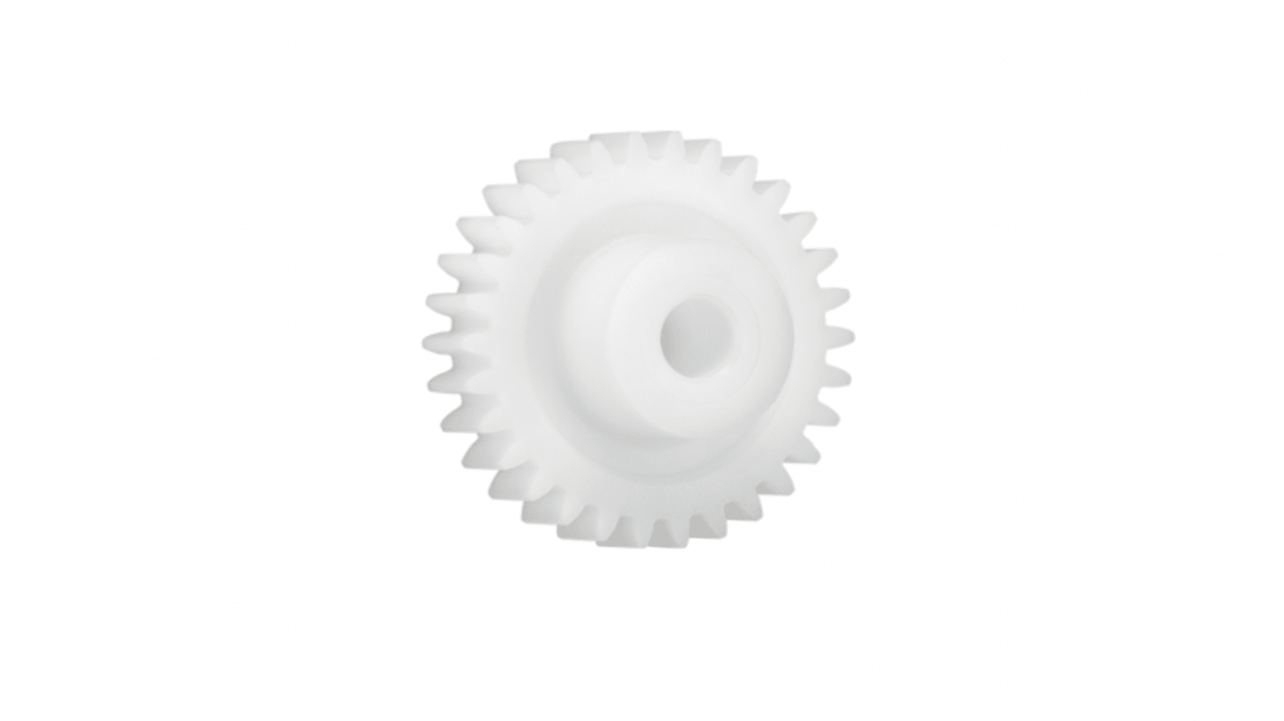 Ingranaggio cilindrico Igus, modulo 0.7, 72 denti, passo Ø 50.4mm, semigiunto Ø 18mm, foro Ø 8mm, in Iguform S270