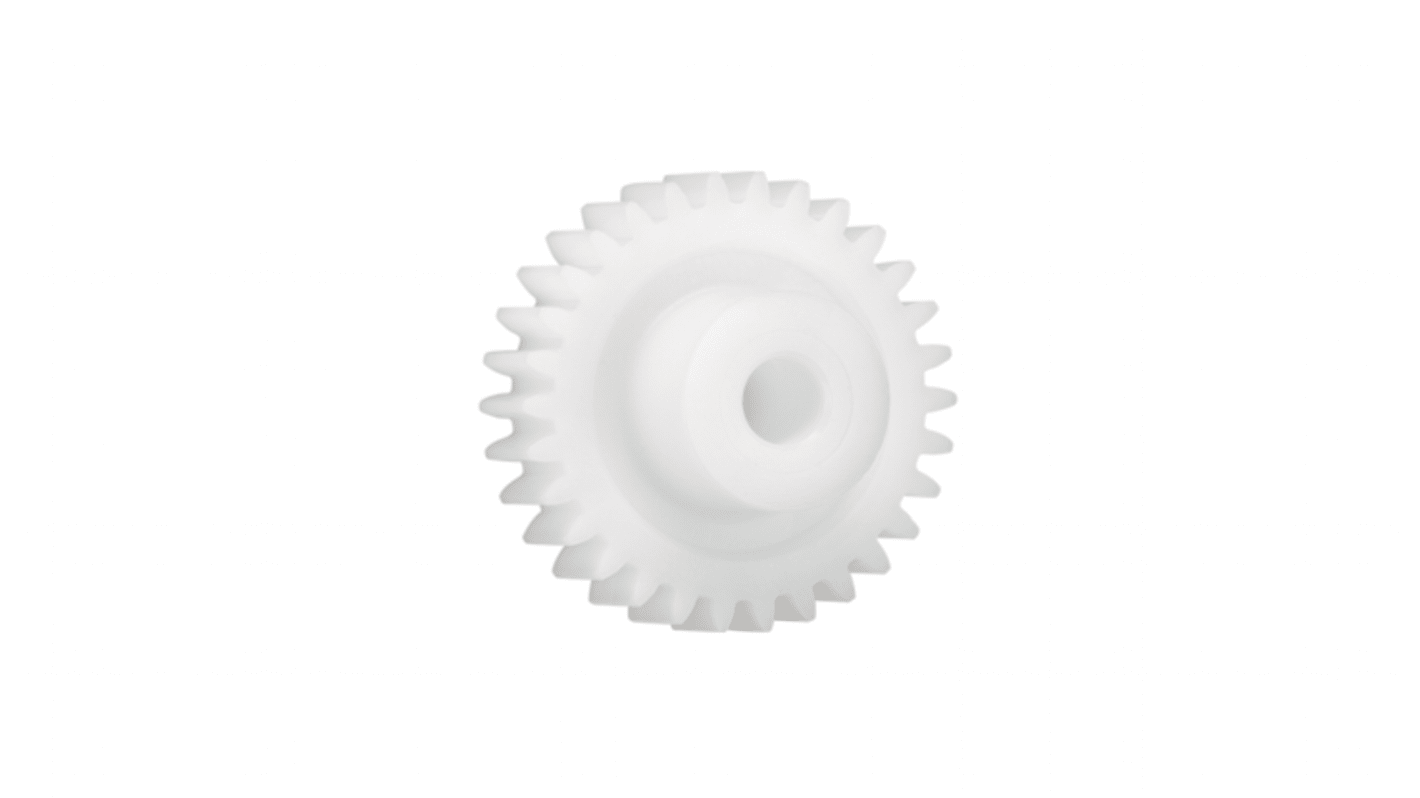 Igus Iguform S270 19 Teeth Spur Gear, 1 Module, 4mm Bore Diam, 19mm Pitch Diam, 9mm Hub Diam