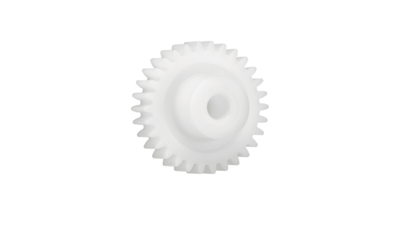 Igus Iguform S270 20 Teeth Spur Gear, 1 Module, 4mm Bore Diam, 20mm Pitch Diam, 9mm Hub Diam