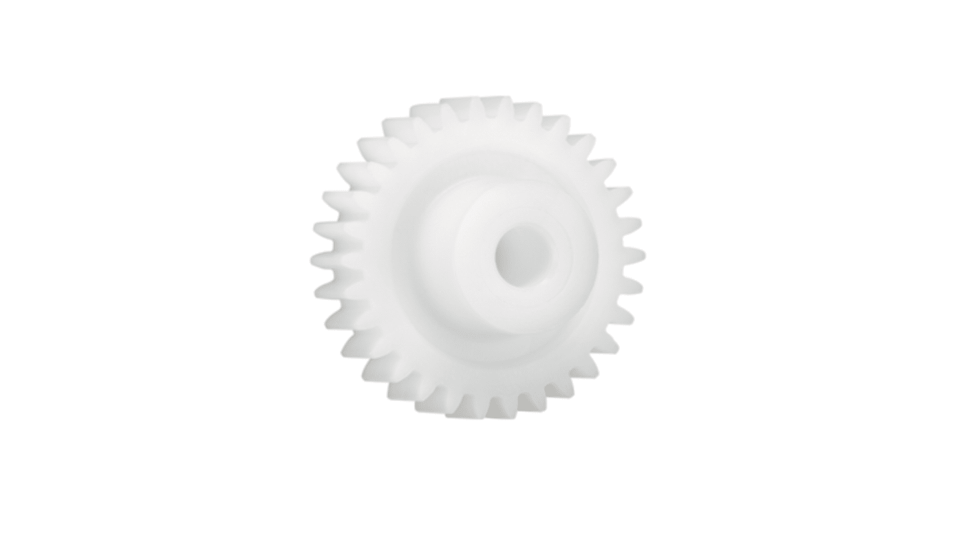 Ingranaggio cilindrico Igus, modulo 1, 23 denti, passo Ø 23mm, semigiunto Ø 12mm, foro Ø 5mm, in Iguform S270