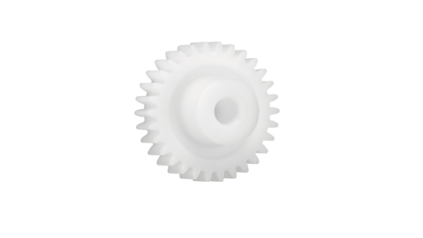 Igus Iguform S270 23 Teeth Spur Gear, 1 Module, 5mm Bore Diam, 23mm Pitch Diam, 12mm Hub Diam