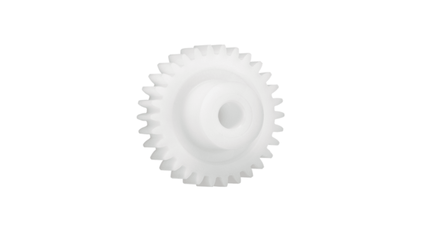 Ingranaggio cilindrico Igus, modulo 1, 27 denti, passo Ø 27mm, semigiunto Ø 15mm, foro Ø 6mm, in Iguform S270